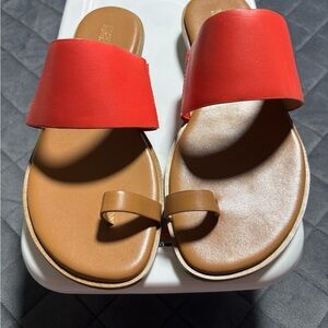 Michael Kors Women’s Two-Tone Slide Sandals in Red and Tan